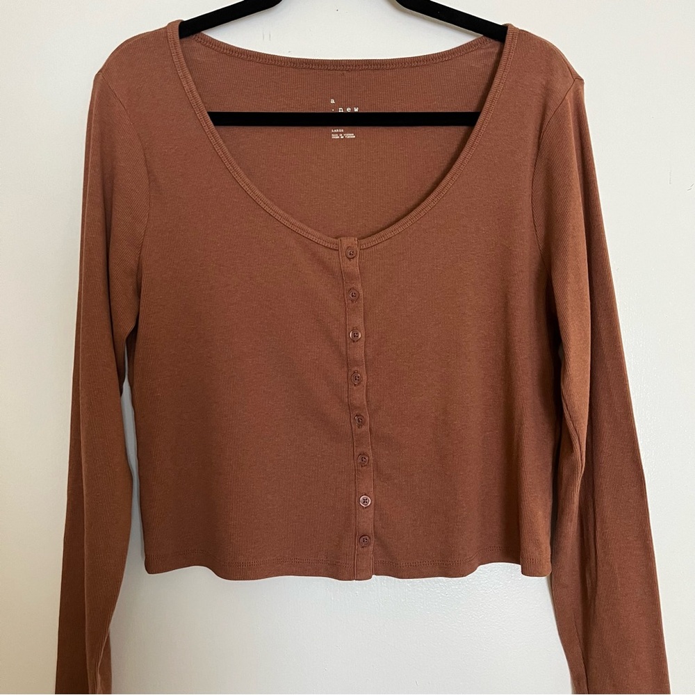a new day Large Long Sleeve Button-Up Top
